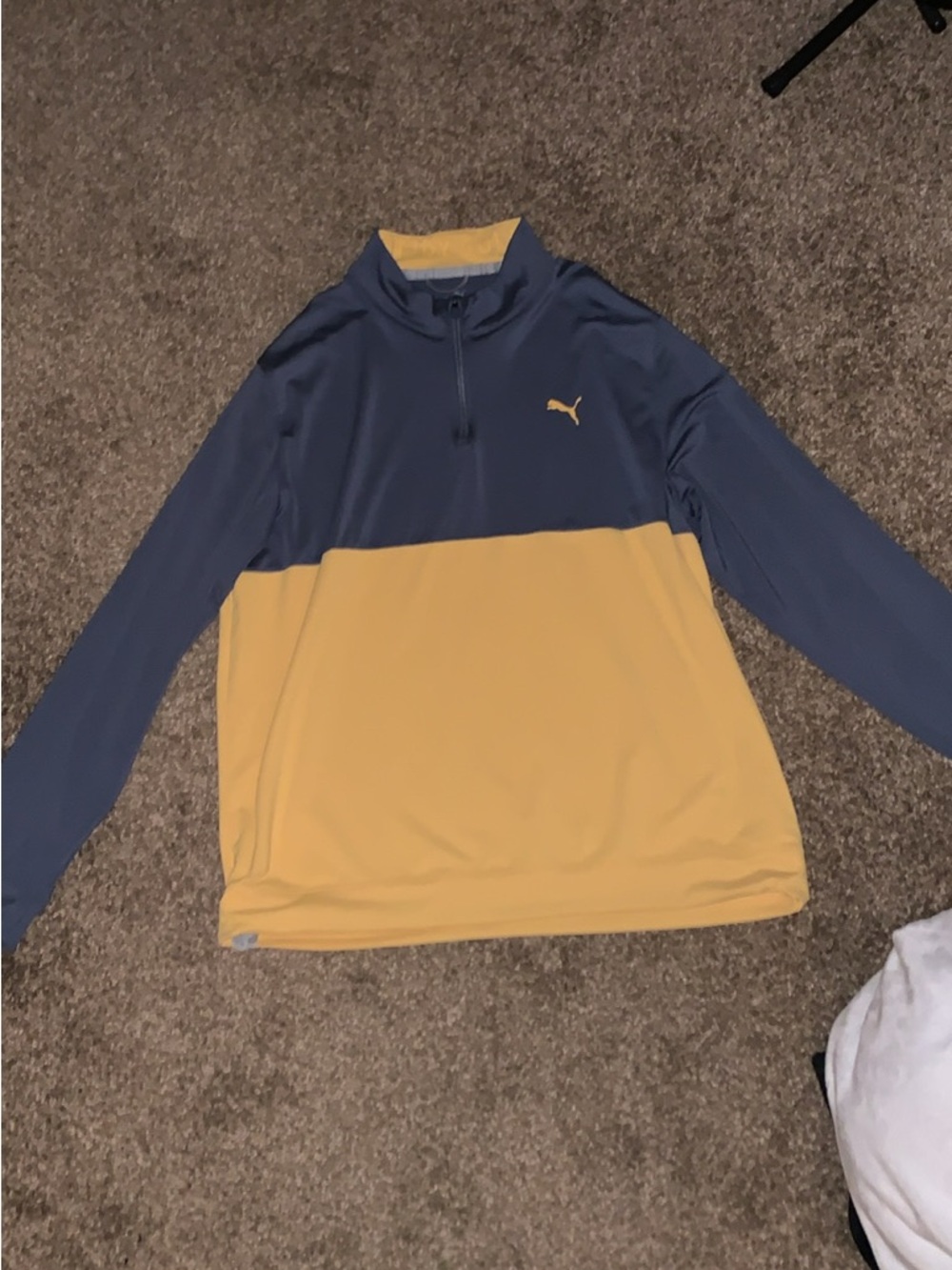 Puma Two-Tone Grey and Yellow Quarter-Zip Pullover